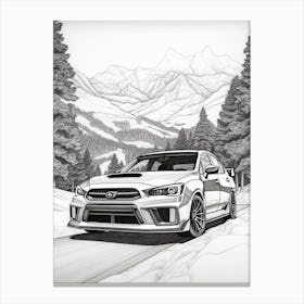Subaru Impreza Wrx Sti Snowy Mountain Drawing 1 Canvas Print