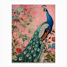 Floral Animal Painting Peacock 2 Canvas Print