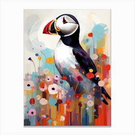 Bird Painting Collage Puffin 1 Canvas Print