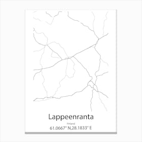 Lappeenranta,Finland Minimalist Map Canvas Print