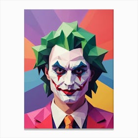 Joker Portrait Low Poly Geometric (1) Canvas Print