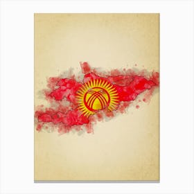 Kyrgyzstan Flag Vintage Canvas Print