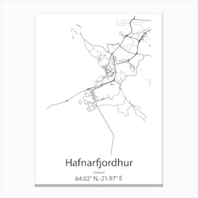 Hafnarfjordhur,Iceland Minimalist Map Canvas Print