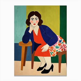 Woman Sitting On A Chair Canvas Print