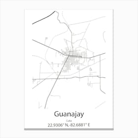 Guanajay,Cuba Minimalist Map Canvas Print