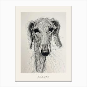 Saluki Dog Line Sketch 2 Poster Canvas Print