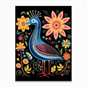 Folk Bird Illustration Kiwi 2 Canvas Print