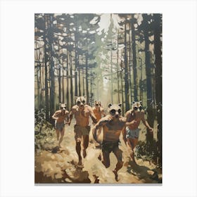 Men Running Redwoods 3 Fy V Canvas Print