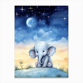Elephant Painting Stargazing Watercolour 1 Canvas Print