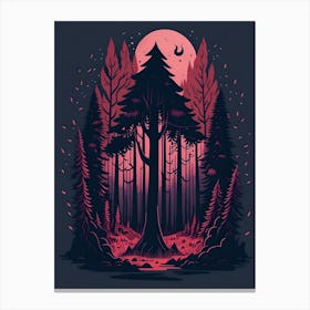 A Fantasy Forest At Night In Red Theme 70 Canvas Print