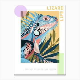 Pastel Blue Mexican Spiny Tailed Iguana Abstract Modern Illustration 5 Poster Canvas Print
