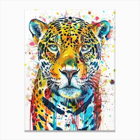 Jaguar Colourful Watercolour 4 Canvas Print