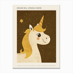 Cute Starry Unicorn Muted Pastels 1 Poster Canvas Print