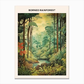 Borneo Rainforest Midcentury Travel Poster Canvas Print