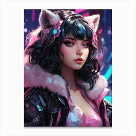 Anime Girl With Cat Ears Canvas Print