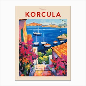Korcula Croatia 3 Fauvist Travel Poster Canvas Print