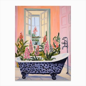 A Bathtube Full Of Foxglove In A Bathroom 2 Canvas Print