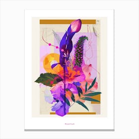 Aconitum 2 Neon Flower Collage Poster Canvas Print