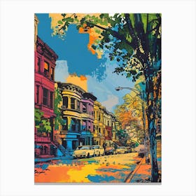 Jackson Heights New York Colourful Silkscreen Illustration 1 Canvas Print