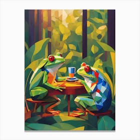 Frogs At Tea Canvas Print