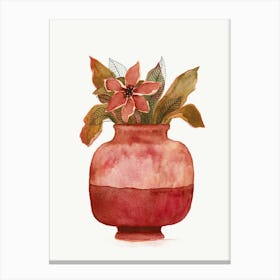 Watercolor Plant In A Pot Canvas Print