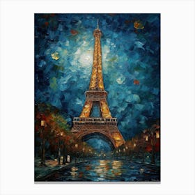 Eiffel Tower Paris France Vincent Van Gogh Style 19 Canvas Print