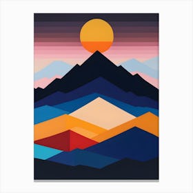 Sunset Over Mountains Abstract Canvas Print