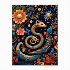 Dragon And Flowers 1 Canvas Print