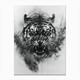 Badass Angry Tiger Ink Painting 7 Canvas Print