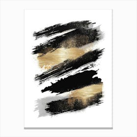 Gold And Black Brush Strokes 1 Canvas Print