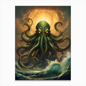 Cthulhu Rises From The Ocean Canvas Print