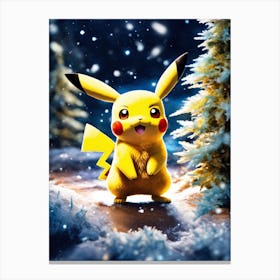 Pikachu In The Snow Canvas Print