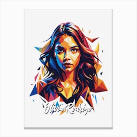 Olivia Rodrigo 02, Portrait Music Icon WPAP Pop Art Style Canvas Print