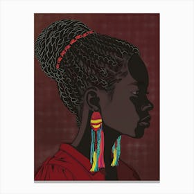African Woman With Colorful Earrings 1 Canvas Print