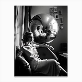 Disco Ball Woman Black And White Photography 2 Canvas Print