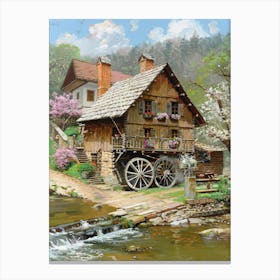 Watermill By The Stream Canvas Print