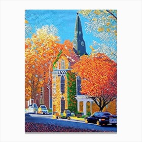 Stamford, City Us  Pointillism Canvas Print