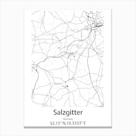 Salzgitter,Germany Minimalist Map Canvas Print