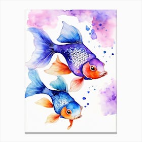 Twin Goldfish Watercolor Painting (96) Canvas Print
