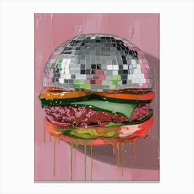 Disco Ball Burguer Mosaic Painting Kitchen Canvas Print