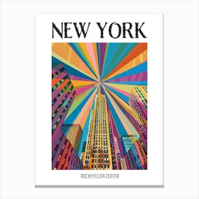 Rockefeller Center New York Colourful Silkscreen Illustration 3 Poster Canvas Print