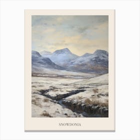 Vintage Winter Painting Poster Snowdonia National Park United Kingdom 4 Canvas Print