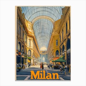 Aihrgdesign A Classic 1960s Travel Poster For Milan Canvas Print