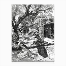 Umlauf Sculpture Garden Museum Austin Texas Black And White Drawing 2 Canvas Print