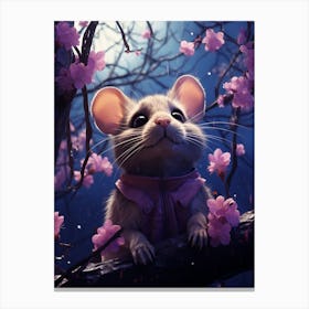 Mouse In Cherry Blossoms 1 Canvas Print