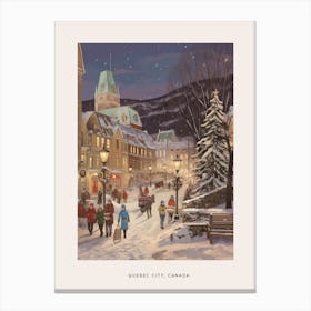 Vintage Winter Poster Quebec City Canada 4 Canvas Print