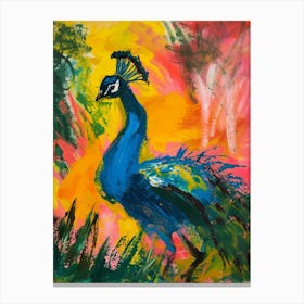 Colourful Brushstroke Peacock 7 Canvas Print