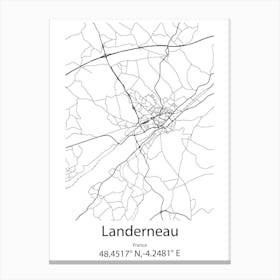 Landerneau,France Minimalist Map Canvas Print