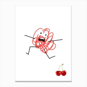 Cherry Scribble.A work of art. Children's rooms. Nursery. A simple, expressive and educational artistic style. Canvas Print