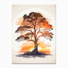 Watercolor Tree At Sunset Bedroom Art Print Canvas Print